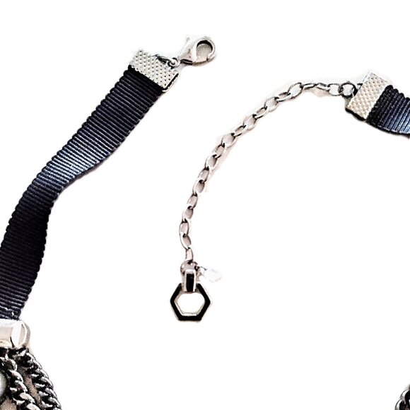 Stainless Steel Multi Chain, Ring & Bead 16-19" Necklace ~ Varied Silver Tones! - Picture 2 of 14